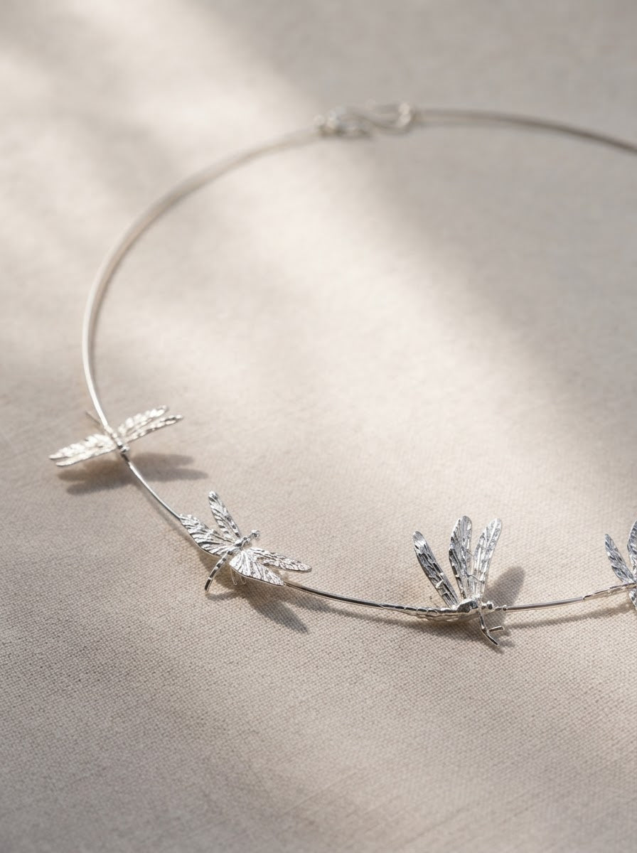 Dragonfly Orbit Necklace — Silver, Gold, Rose Gold & Rhodium Finishes