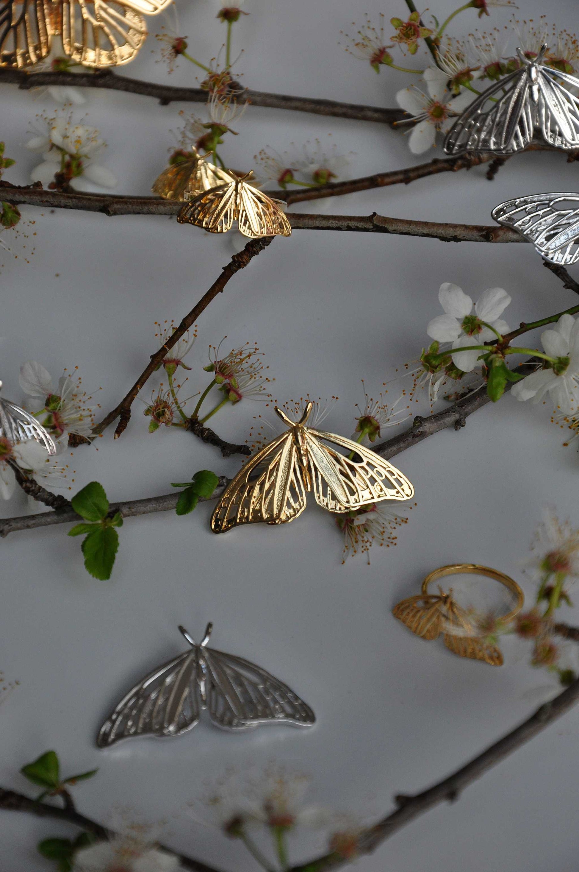 Handcrafted gold Monarch butterfly pendant with openwork design, nature-inspired jewelry without chain