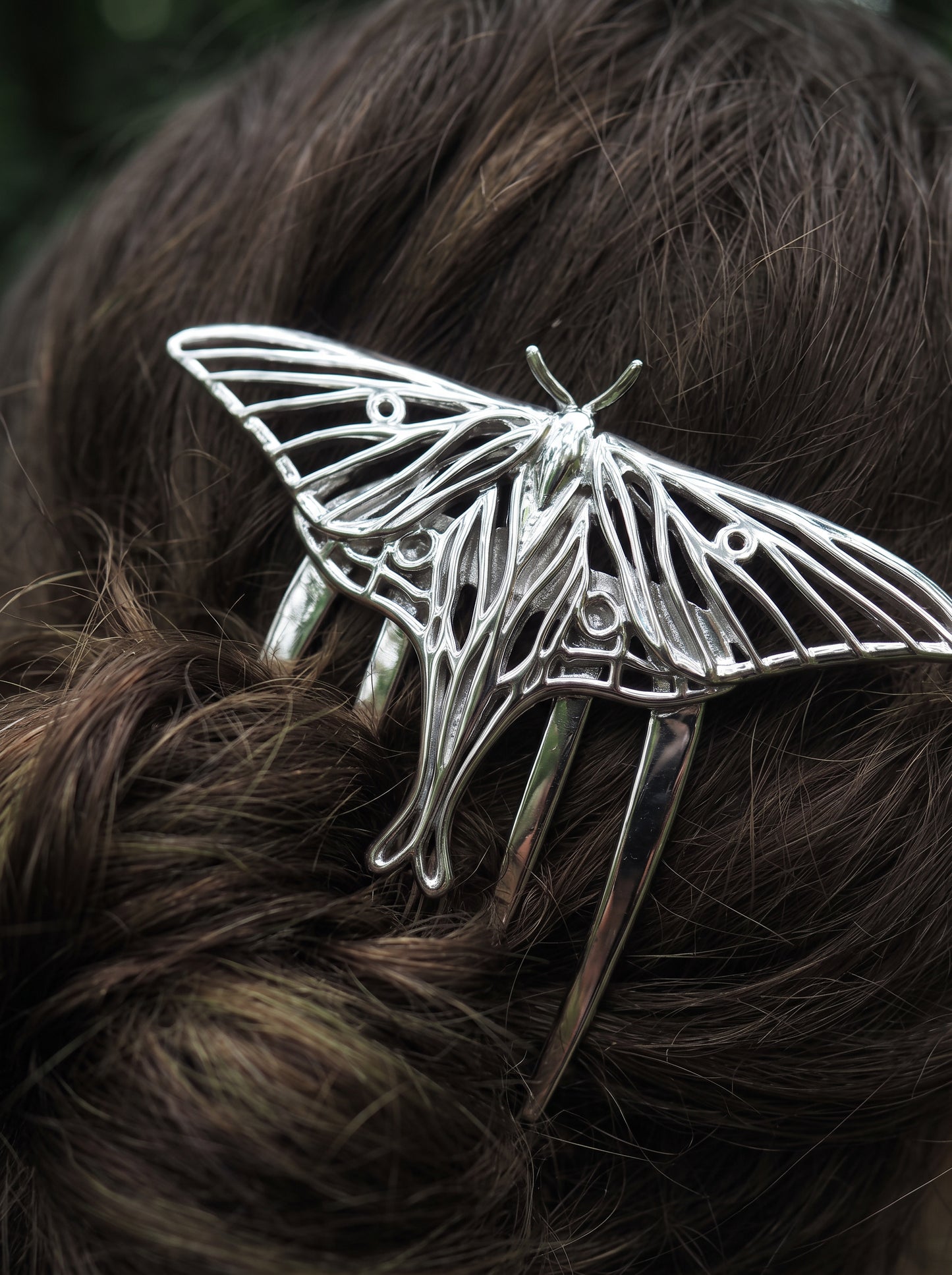 Luna Moth Hair Comb – Handmade Hair Jewelry in Gold, Silver, Rhodium or Bronze
