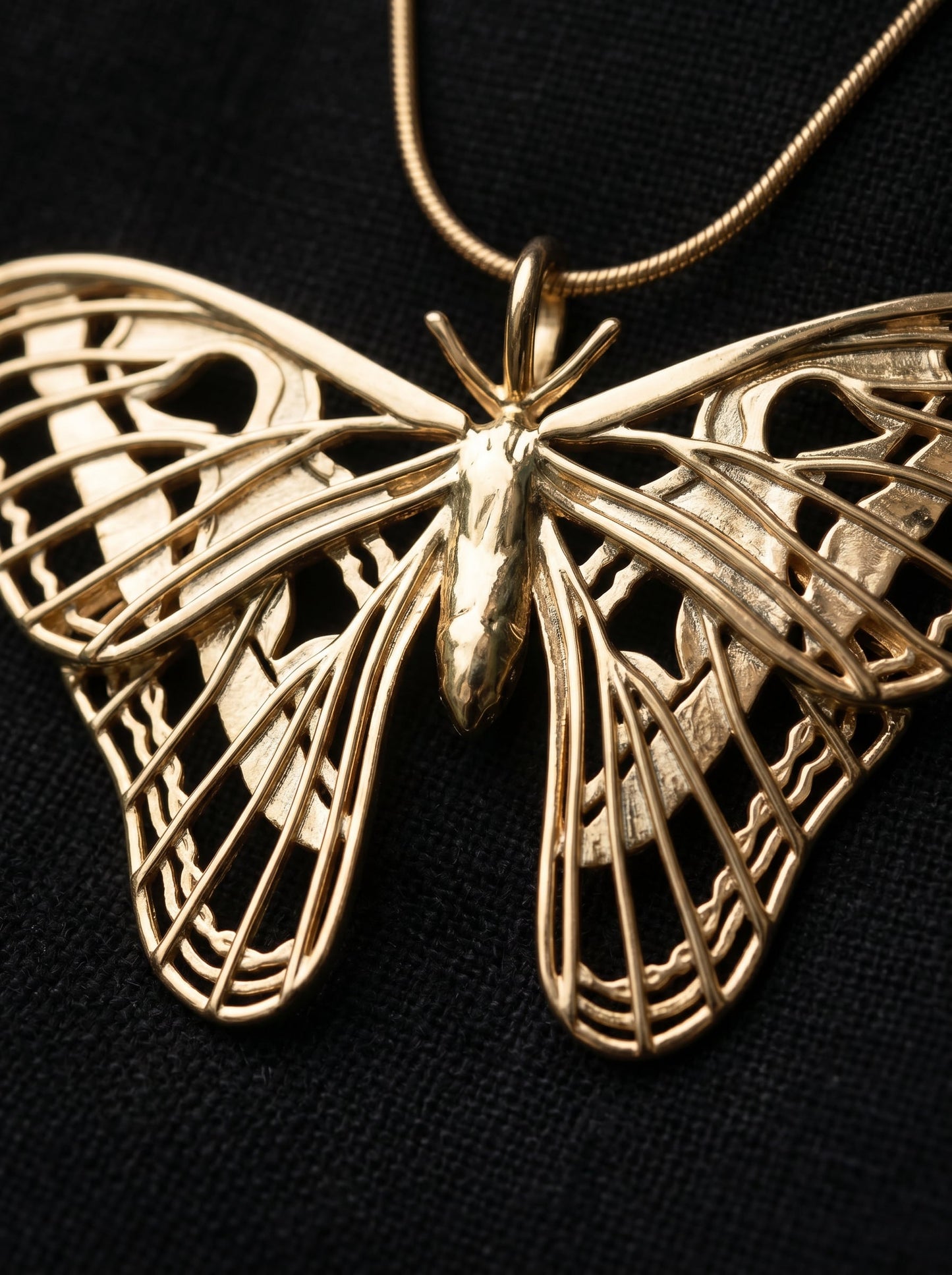 Atlas Moth Pendant – Handcrafted Insect Jewelry in Sterling Silver or Gold