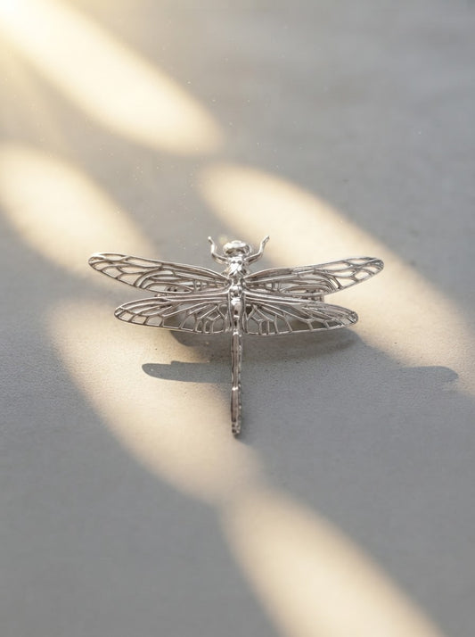 Sterling Silver Dragonfly Brooch – Nature-Inspired Pin