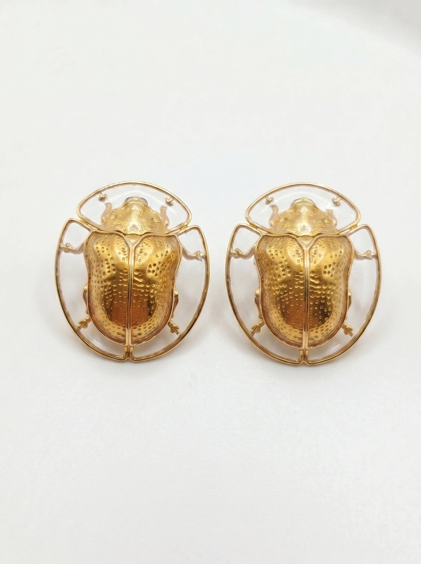 Tortoise Beetle Earrings — Plique‑à‑Jour Glow in Sterling Silver or 14k Gold‑Plated