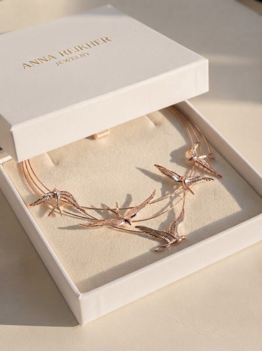 Swallow Arch Necklace — Sterling Silver Sculptural Bird Jewelry