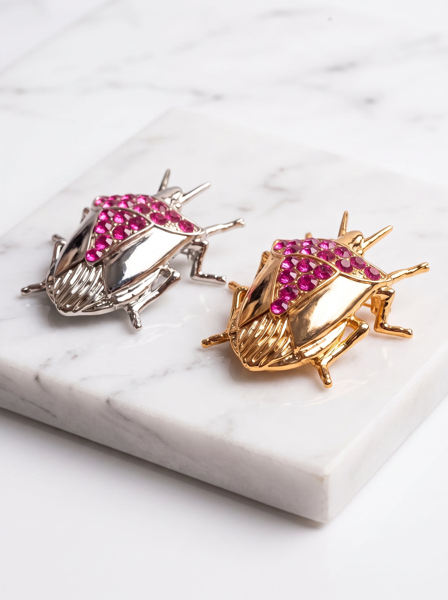 Stink Bug Pendant • Deep Blue or Fuchsia Stones • Sculptural Insect Jewelry