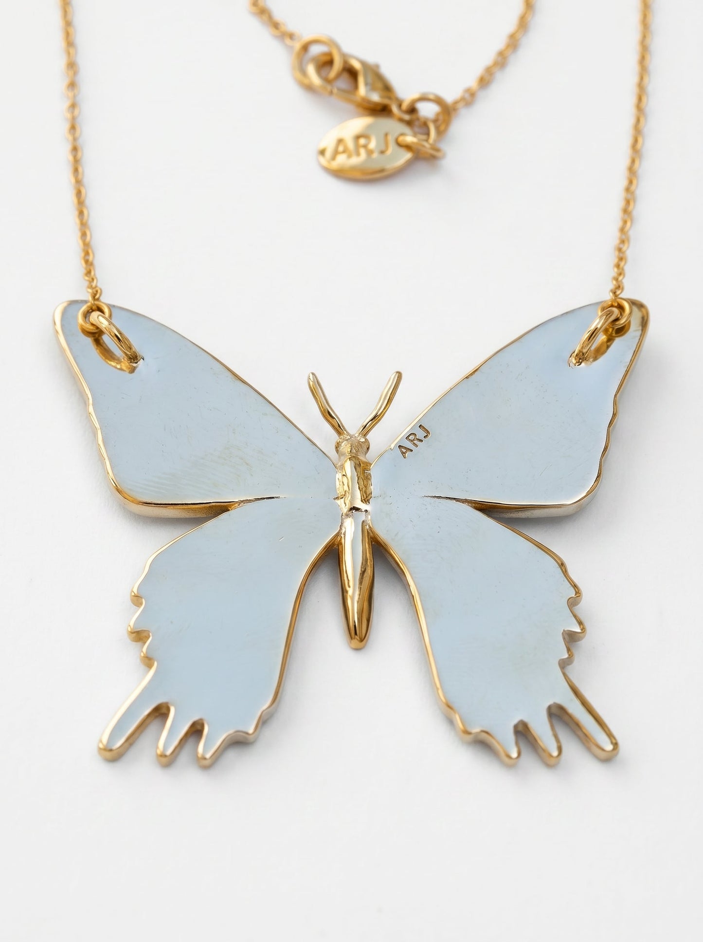 Madagascar Sunset Moth Necklace — Hand‑Enameled in 14k Gold Plated or Sterling Silver