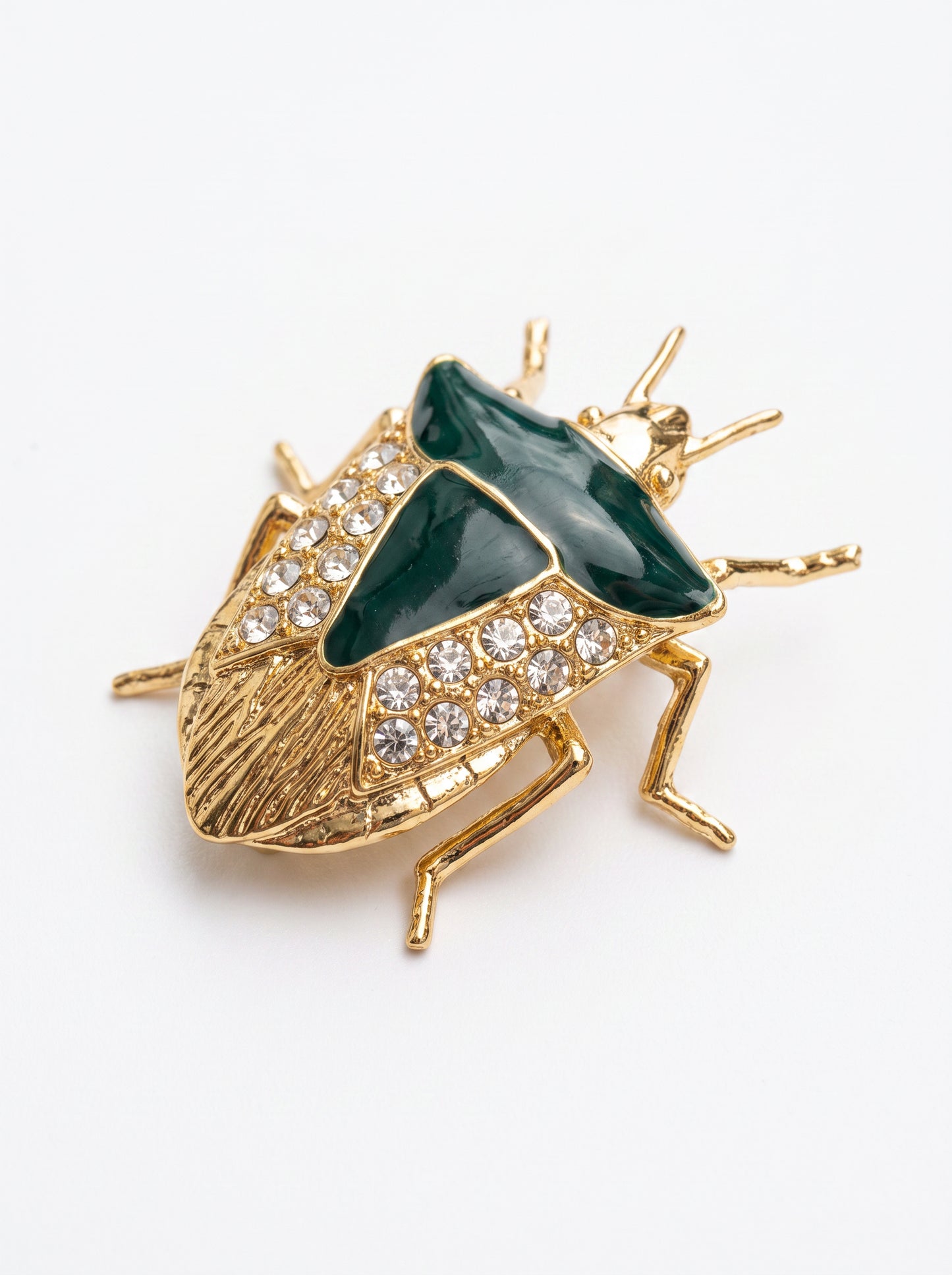 Stink Bug Pendant with Deep Green Enamel • Silver or 14k Gold‑Plated