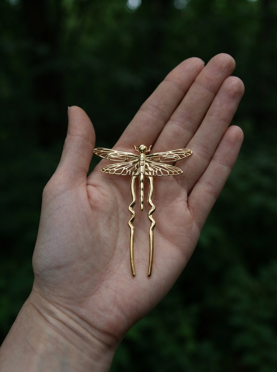Dragonfly Hair Pin — Gold, Rose Gold, Silver & Bronze Finishes