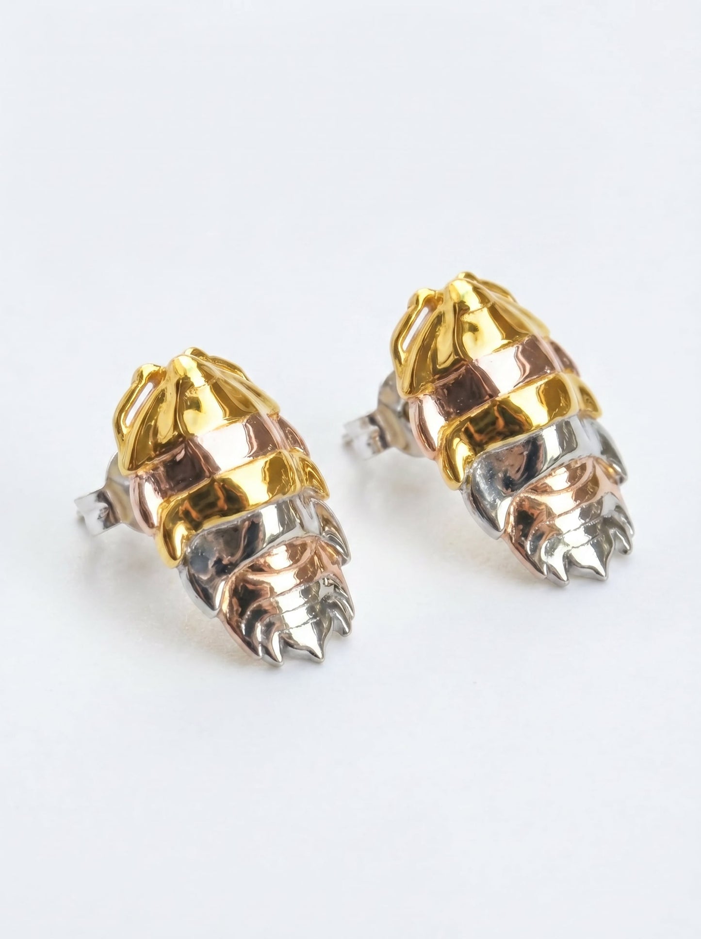 Rainbow Isopod Earrings – Nature-Inspired Bug Jewelry in Silver & Gold