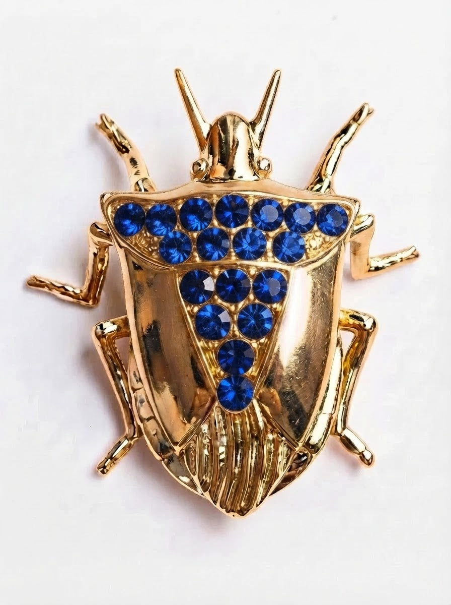 Stink Bug Pendant • Deep Blue or Fuchsia Stones • Sculptural Insect Jewelry