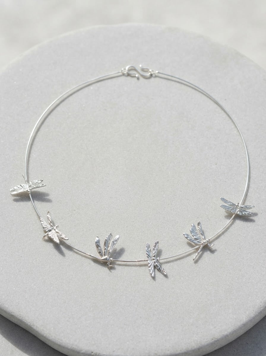 Dragonfly Orbit Necklace — Silver, Gold, Rose Gold & Rhodium Finishes