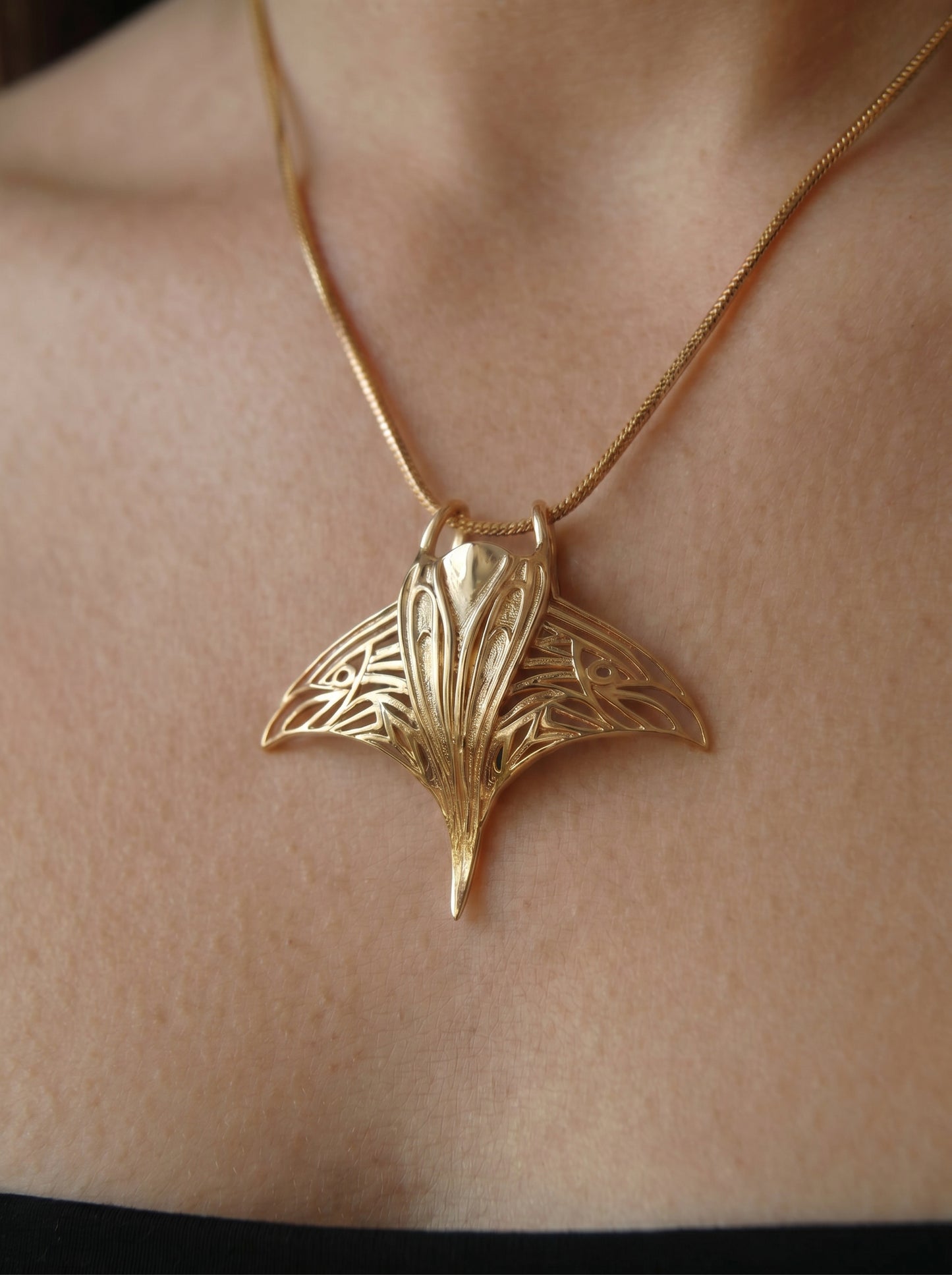 Manta Ray Pendant Necklace | Sterling Silver Marine Life Jewelry by Anna Reikher