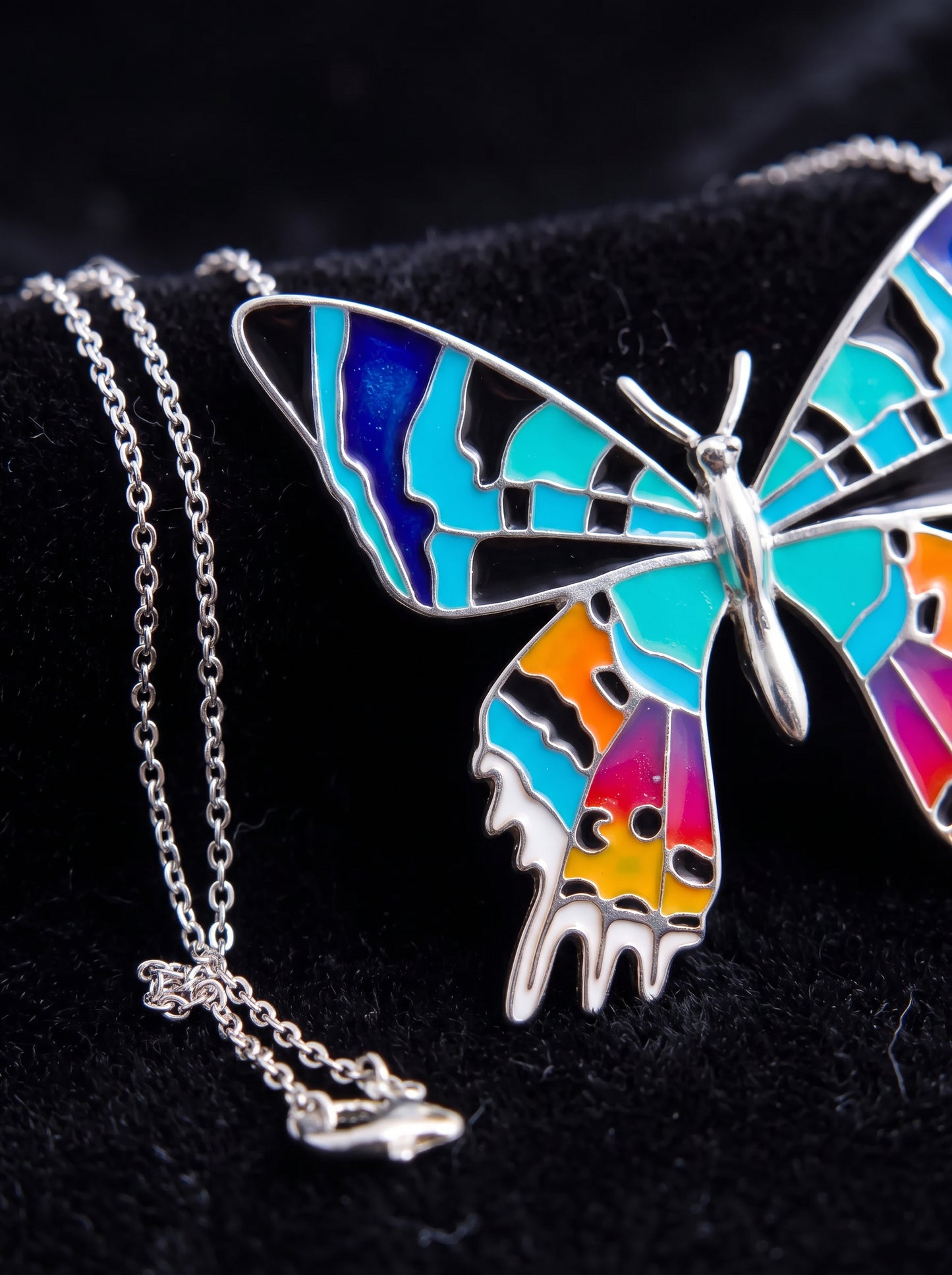 Madagascar Sunset Moth Necklace — Hand‑Enameled in 14k Gold Plated or Sterling Silver