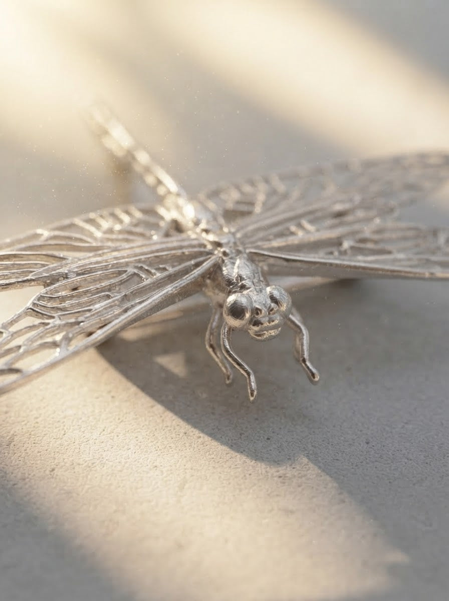 Sterling Silver Dragonfly Brooch – Nature-Inspired Pin