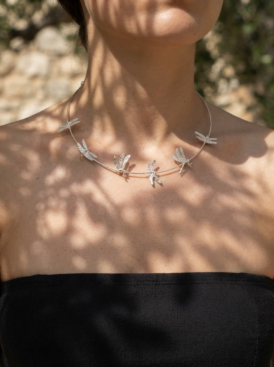 Dragonfly Orbit Necklace — Silver, Gold, Rose Gold & Rhodium Finishes
