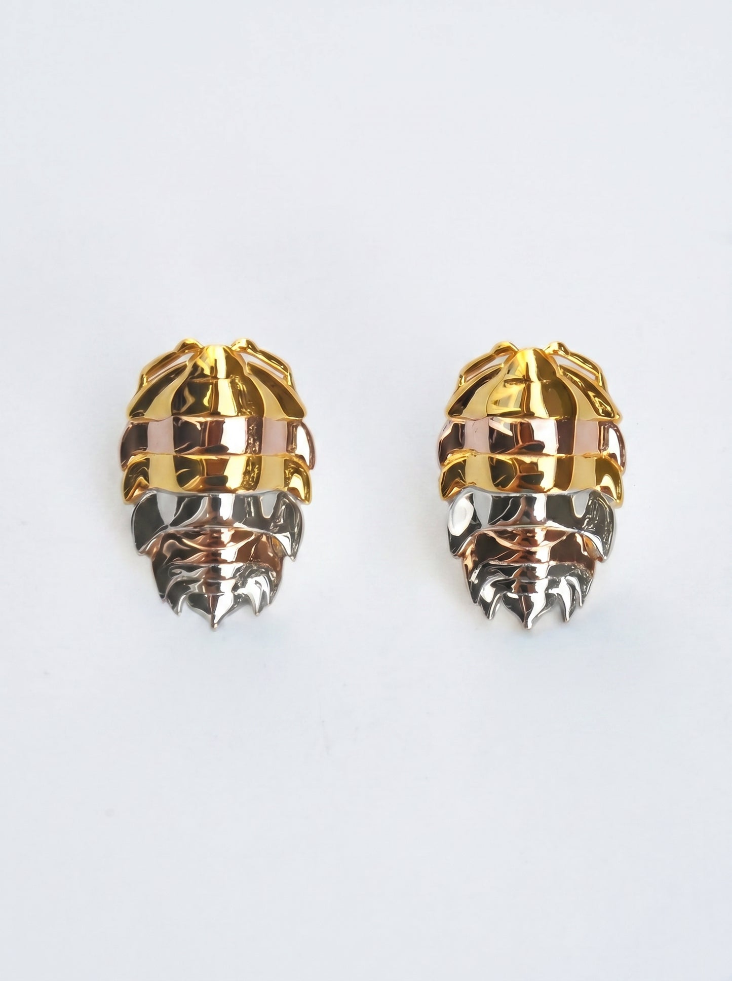 Rainbow Isopod Earrings – Nature-Inspired Bug Jewelry in Silver & Gold