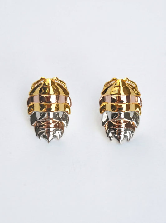Rainbow Isopod Earrings – Nature-Inspired Bug Jewelry in Silver & Gold