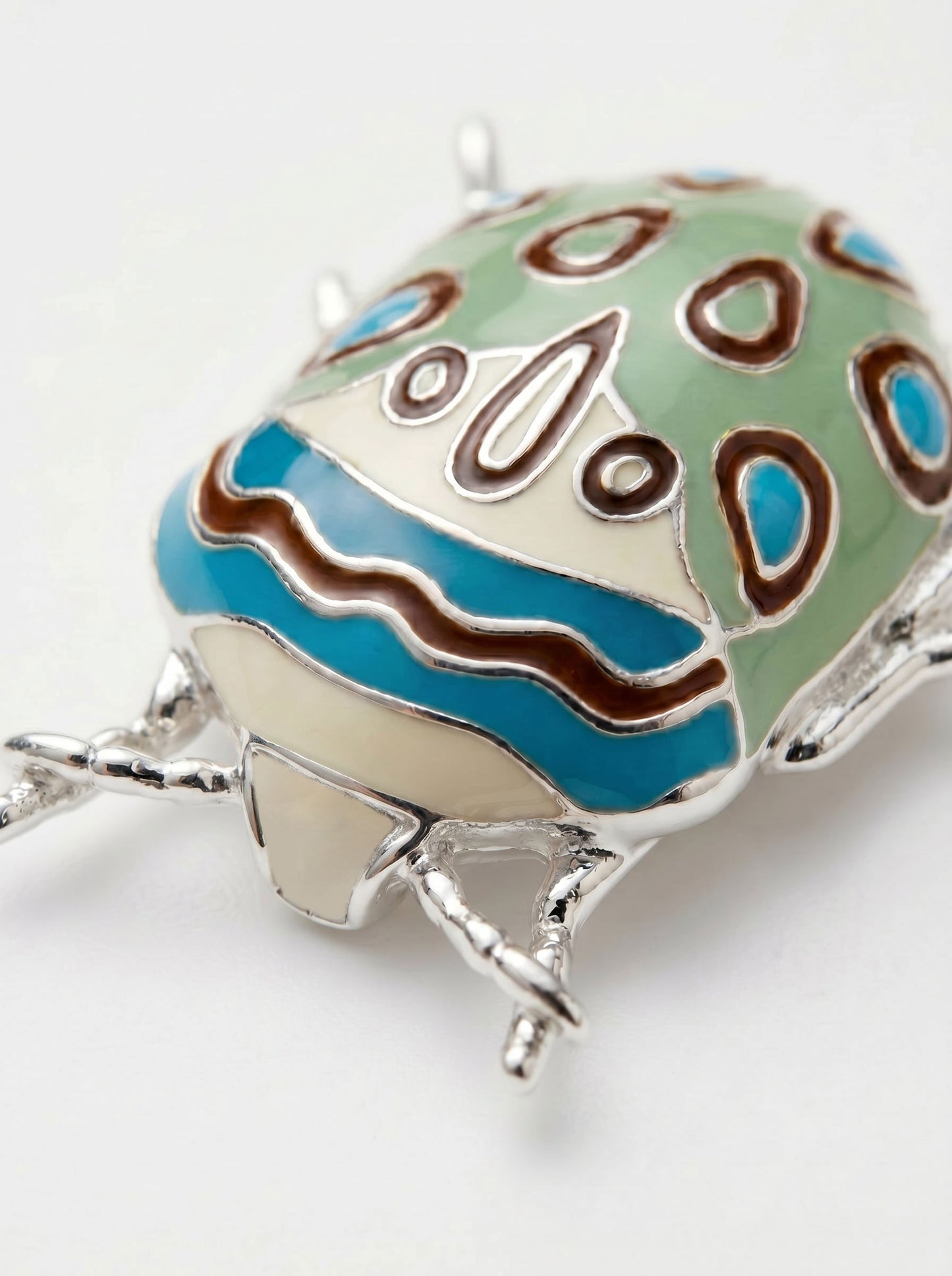 Picasso Bug Pendant — Sterling Silver + Enamel or Rhodium‑Plated + Enamel