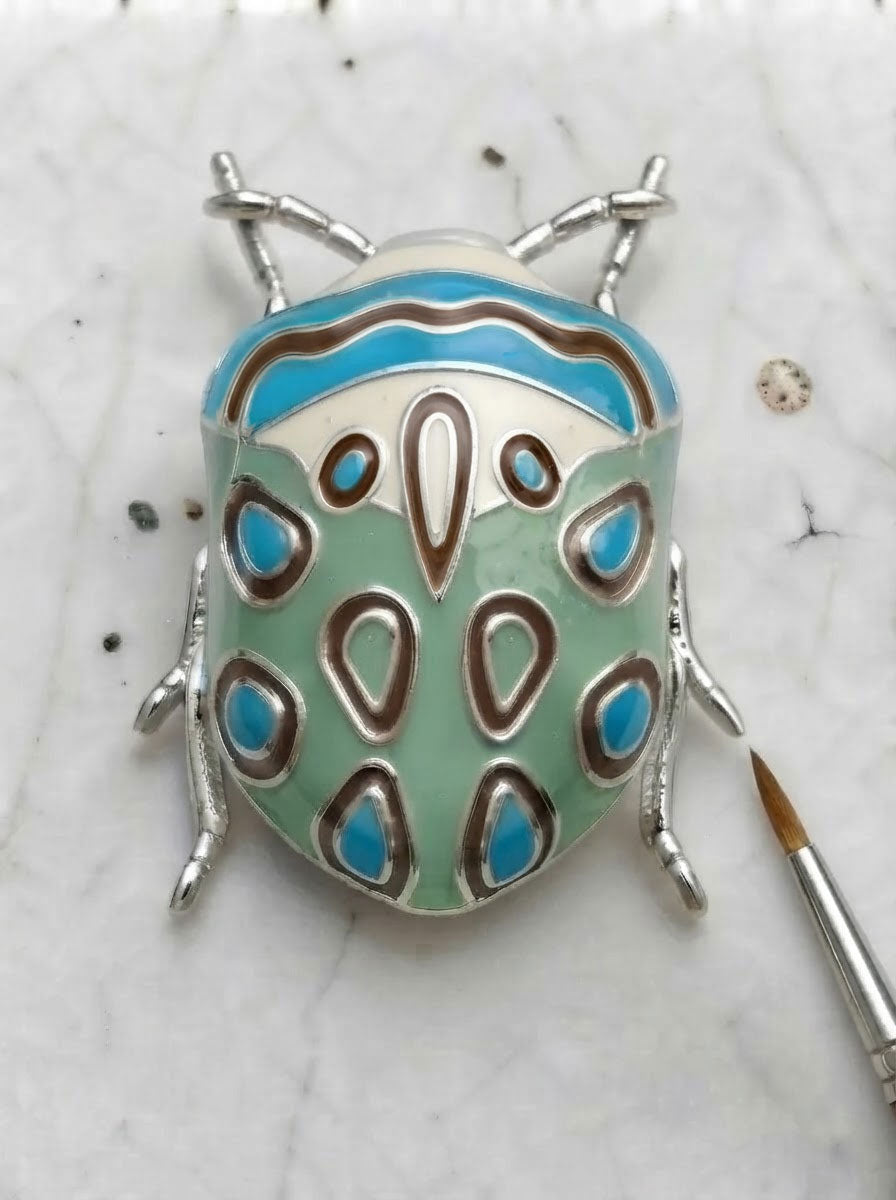 Picasso Bug Pendant, Sterling Silver + Enamel or Rhodium‑Plated + Enamel - Pendant