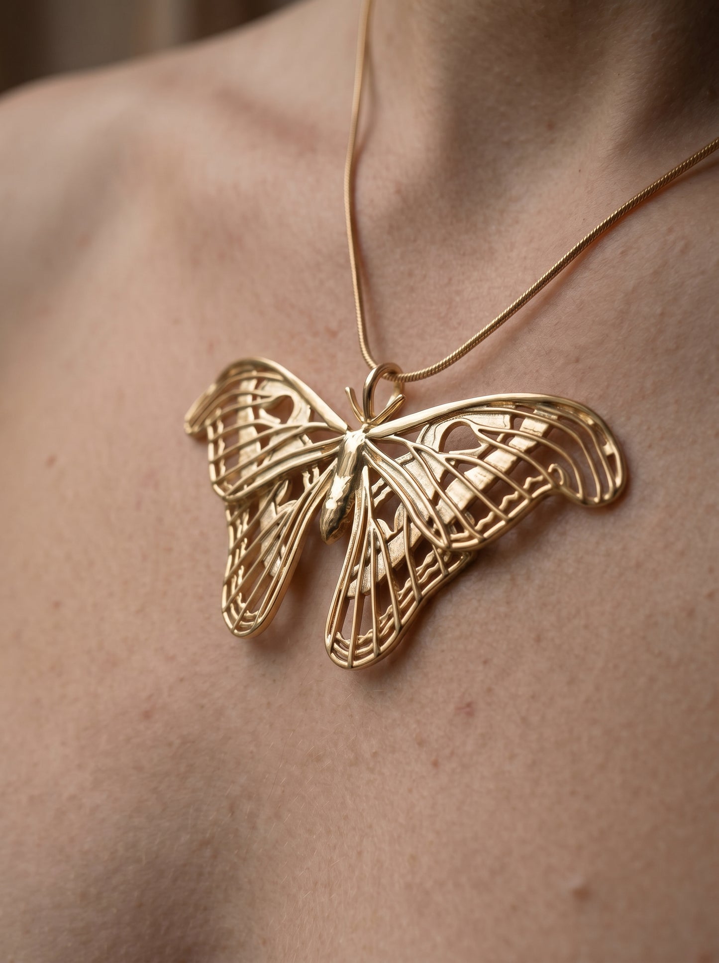 Atlas Moth Pendant – Handcrafted Insect Jewelry in Sterling Silver or Gold
