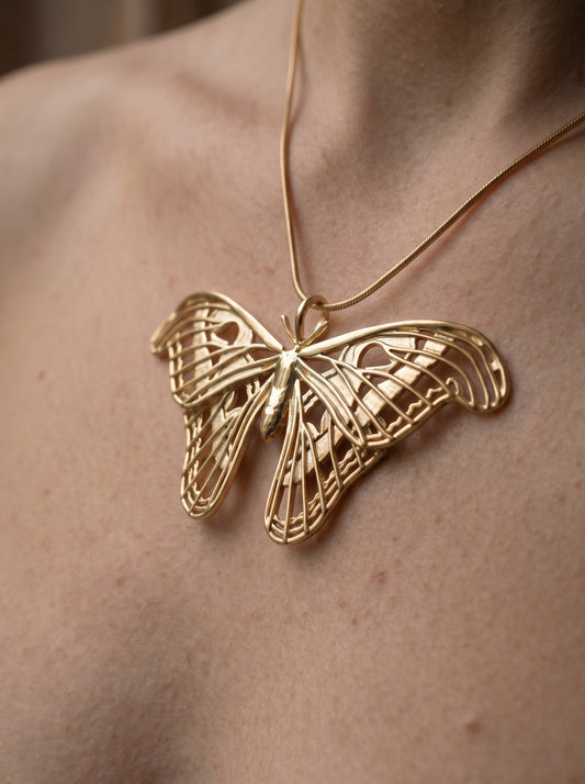 Atlas Moth Pendant – Handcrafted Insect Jewelry in Sterling Silver or Gold