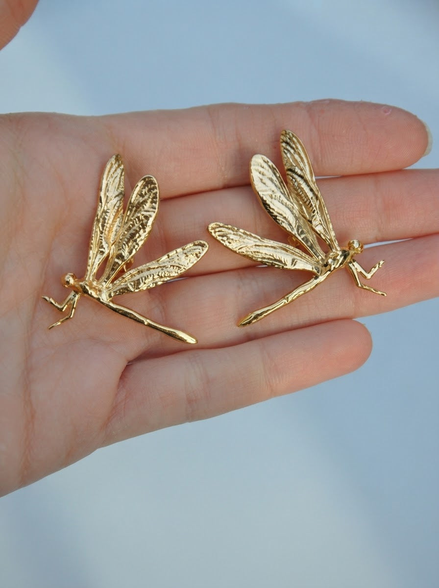 Dragonfly Duet Earrings — Silver, Gold, Rose Gold & Rhodium Finishes