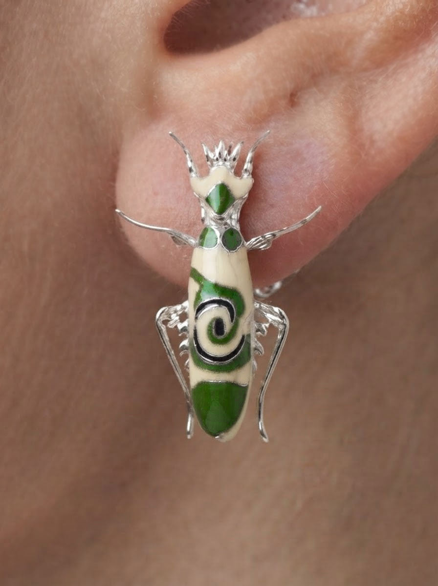 Spiny Flower Mantis Stud Earrings – Insect Jewelry