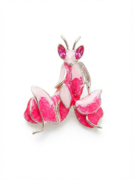 Pink Enamel Orchid Mantis Pendant – Mantis Jewelry Necklace