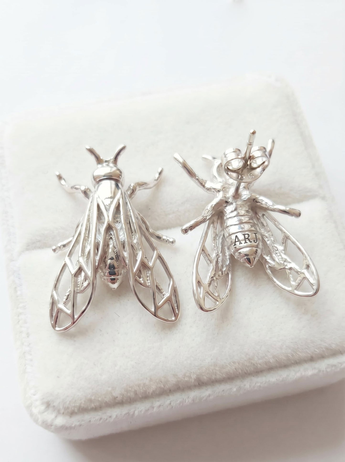Sterling Silver Wasp Stud Earrings – Handmade Insect Jewelry