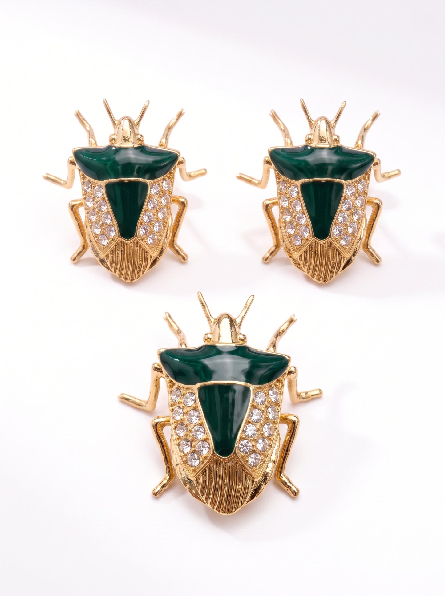 Stink Bug Pendant with Deep Green Enamel • Silver or 14k Gold‑Plated