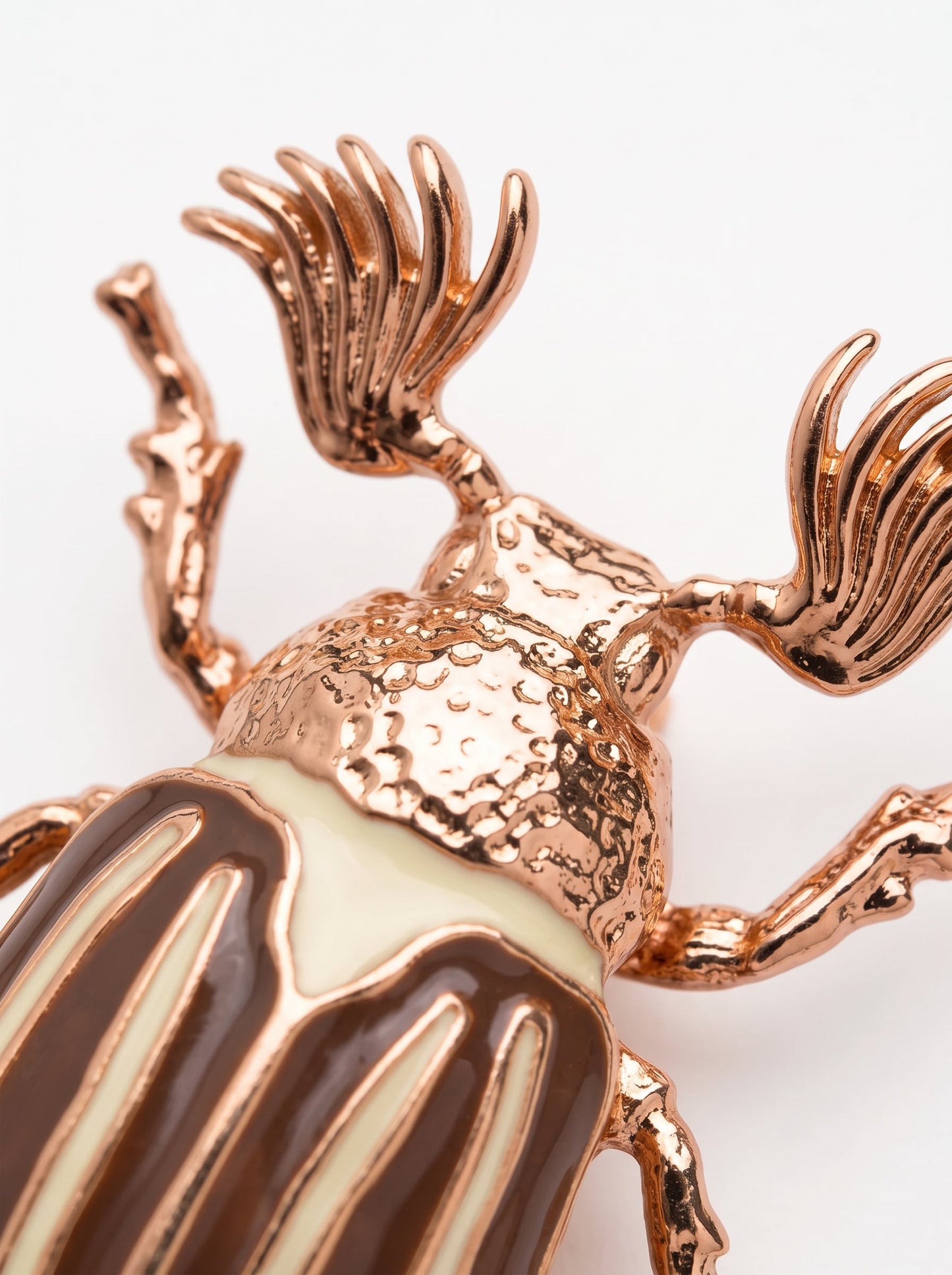 June Bug Pendant — Sterling Silver, 14k Gold‑Plated, Rhodium‑Plated, or Polished Bronze with Bronze & Off‑White Enamel