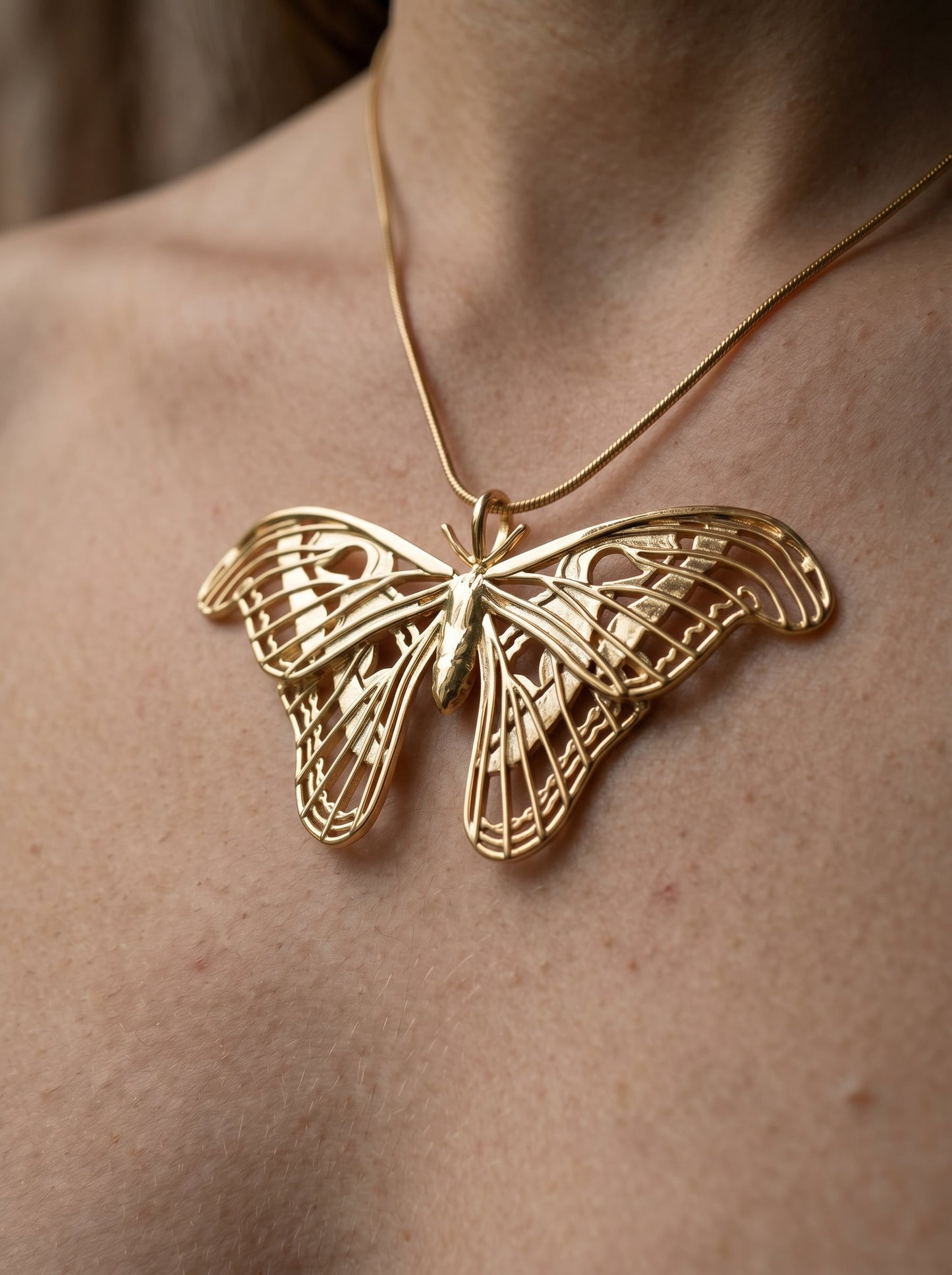Atlas Moth Pendant – Handcrafted Insect Jewelry in Sterling Silver or Gold