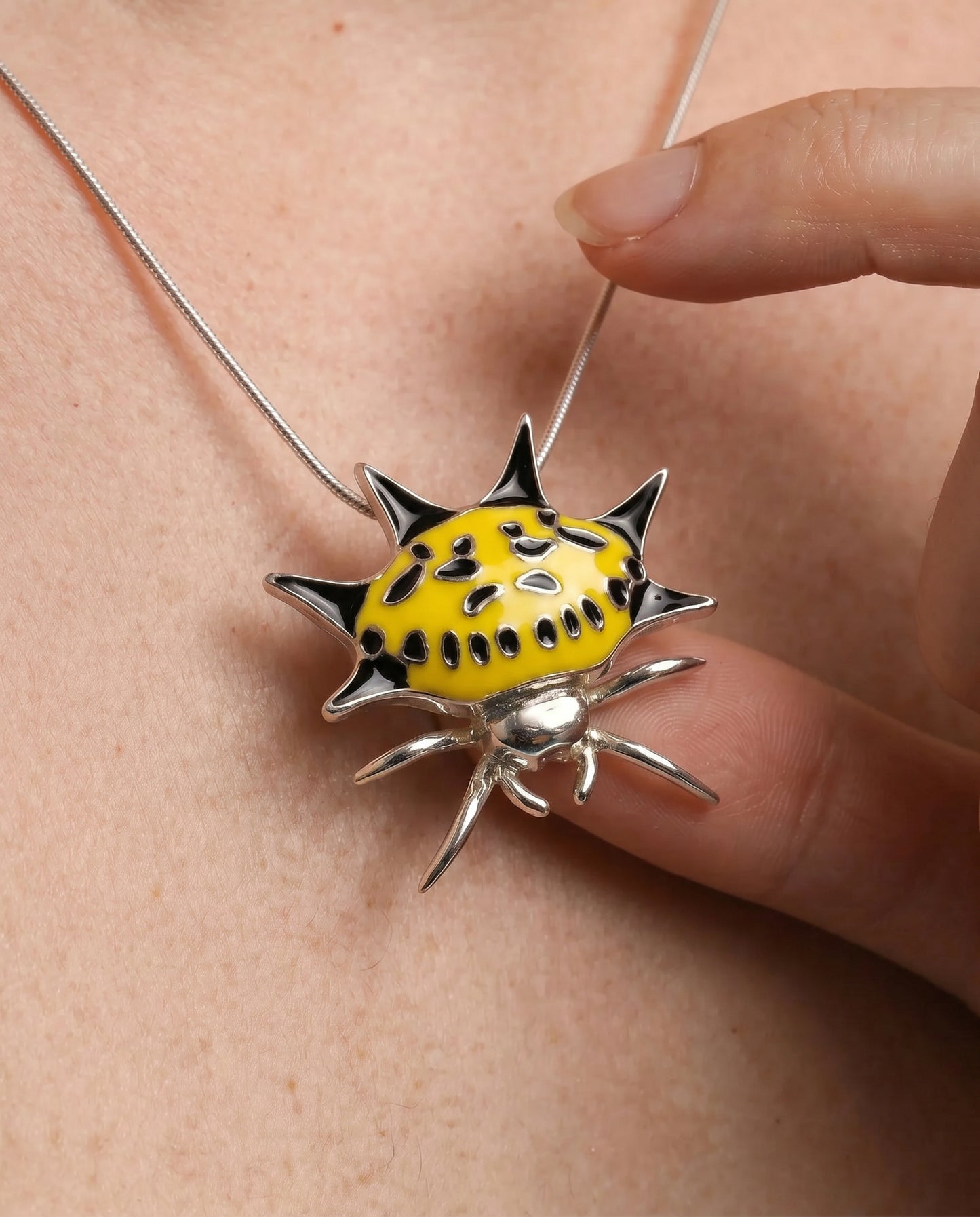 Spiny Orb‑Weaver Pendant — Yellow & Black Edition