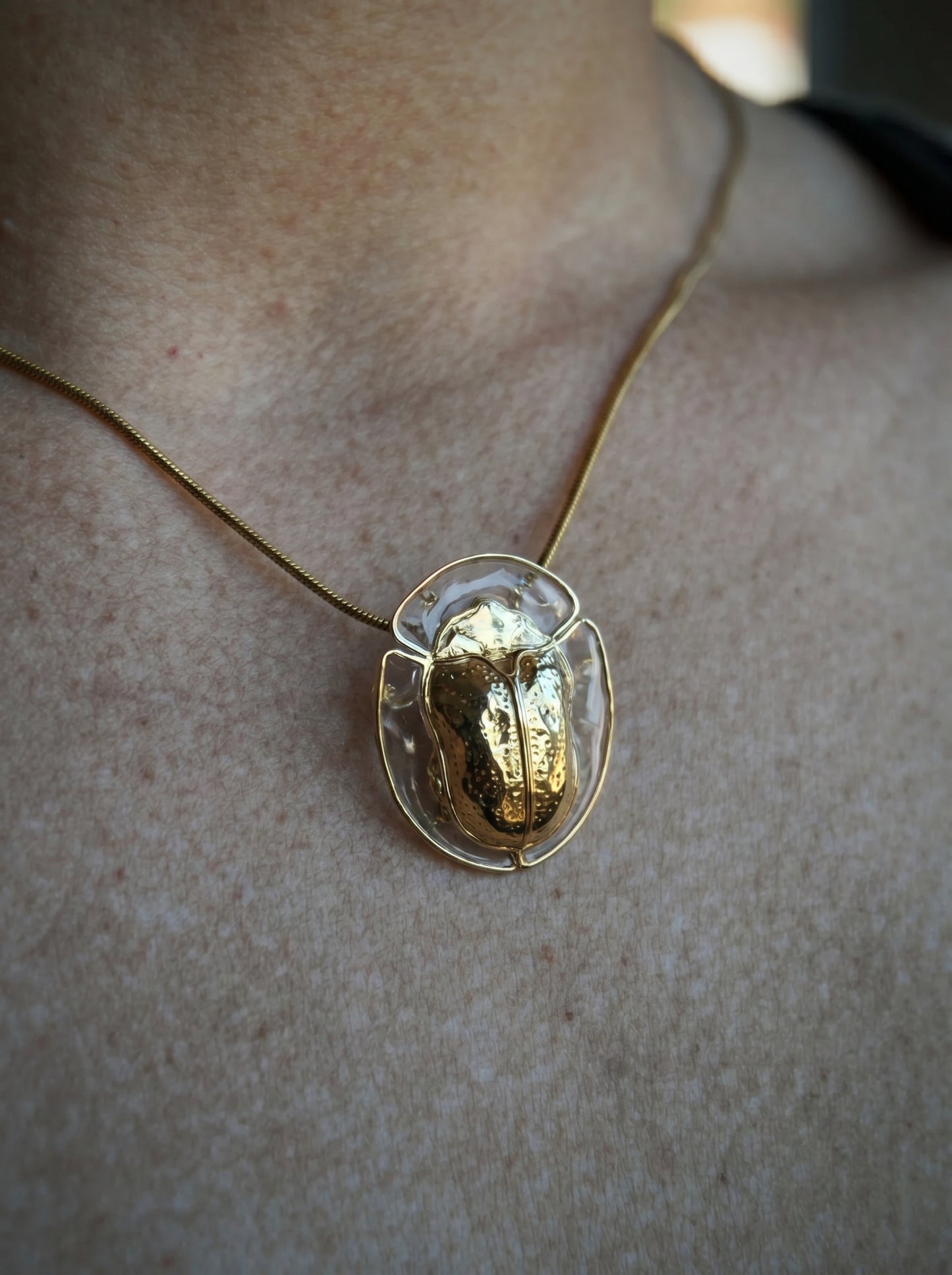Tortoise Beetle Pendant — Plique‑à‑Jour Enamel in Sterling Silver or 14k Gold‑Plated