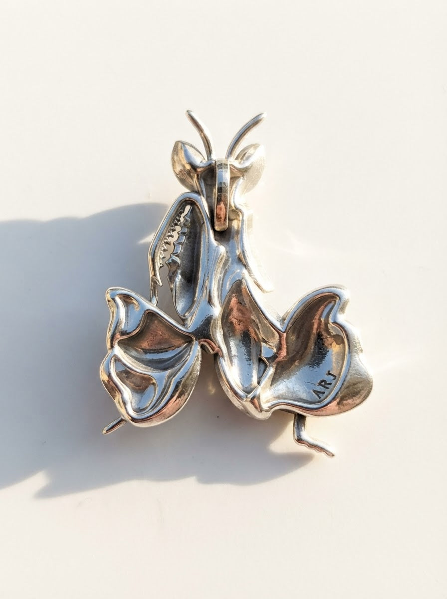 Pink Enamel Orchid Mantis Pendant – Mantis Jewelry Necklace