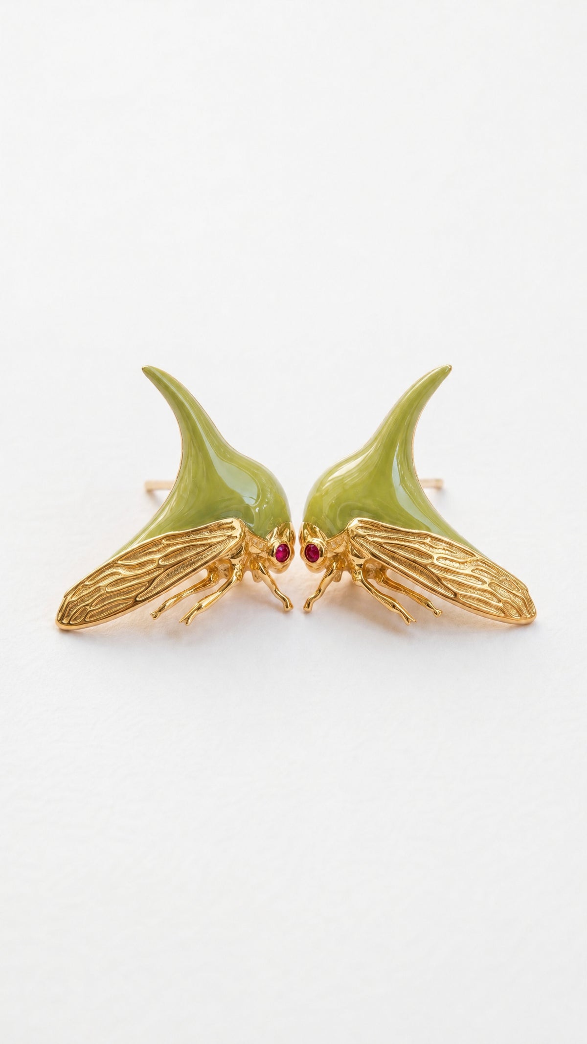 Treehopper Stud Earrings – Light or Dark Green Enamel | Nature‑Inspired Insect Jewelry