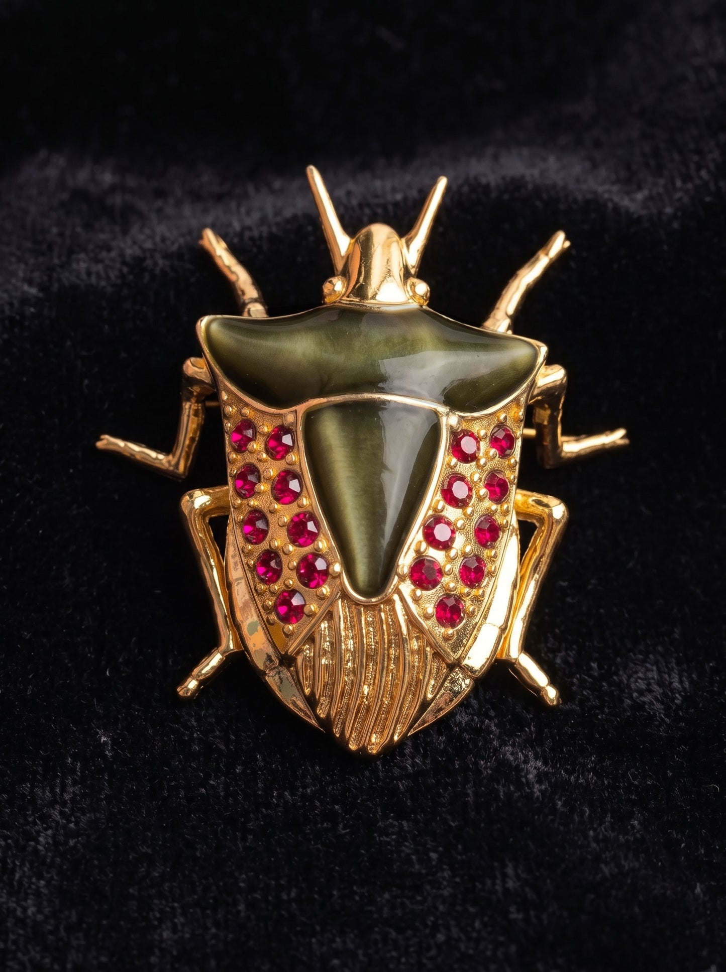 Stink Bug Pendant • Deep Green Enamel • Matte or Pearlescent