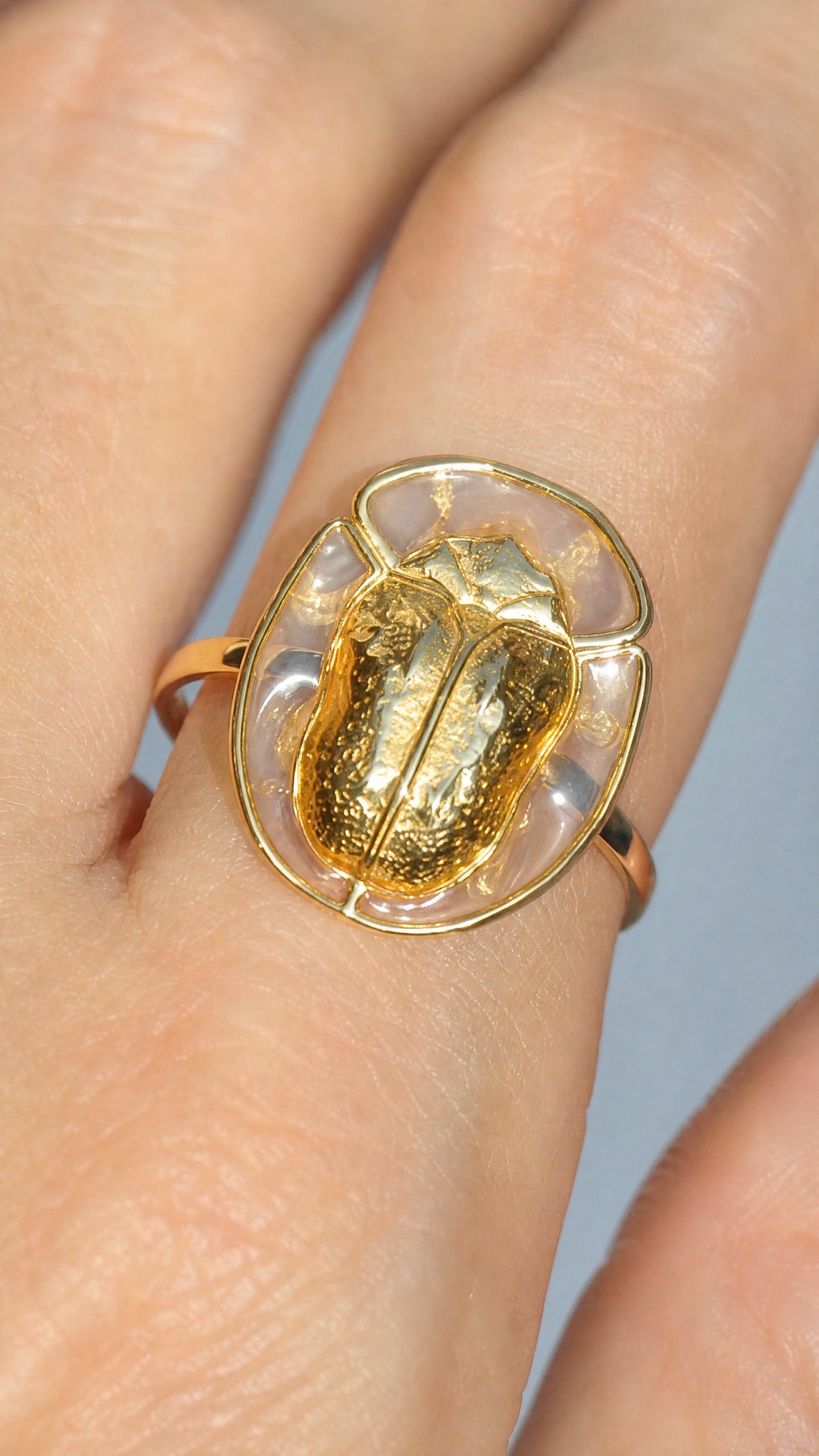 Tortoise Beetle Ring — Plique‑à‑Jour Enamel in Sterling Silver or 14k Gold‑Plated