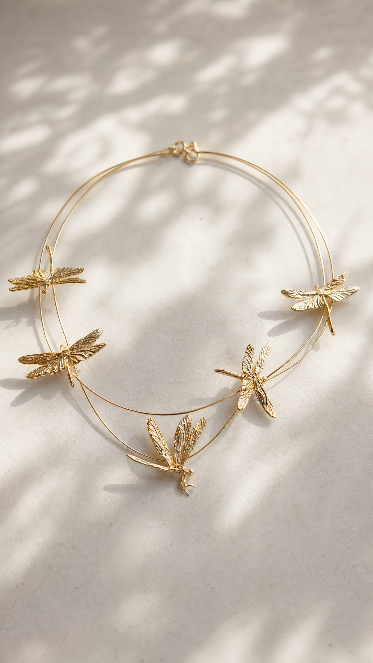 Dragonfly Flight Necklace — Sculptural Multi‑Wire Nature Jewelry in Sterling Silver or Gold