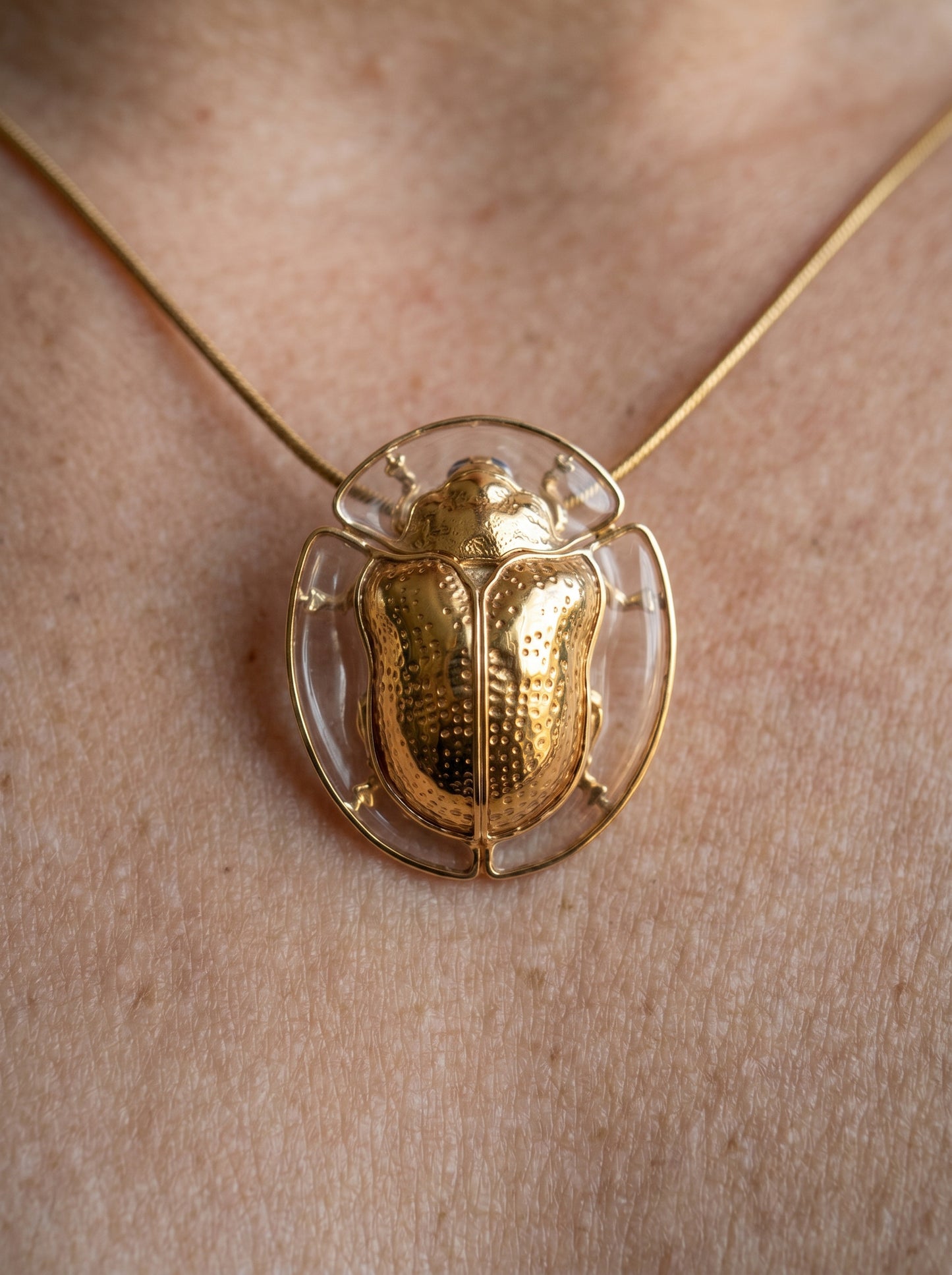 Tortoise Beetle Pendant — Plique‑à‑Jour Enamel in Sterling Silver or 14k Gold‑Plated