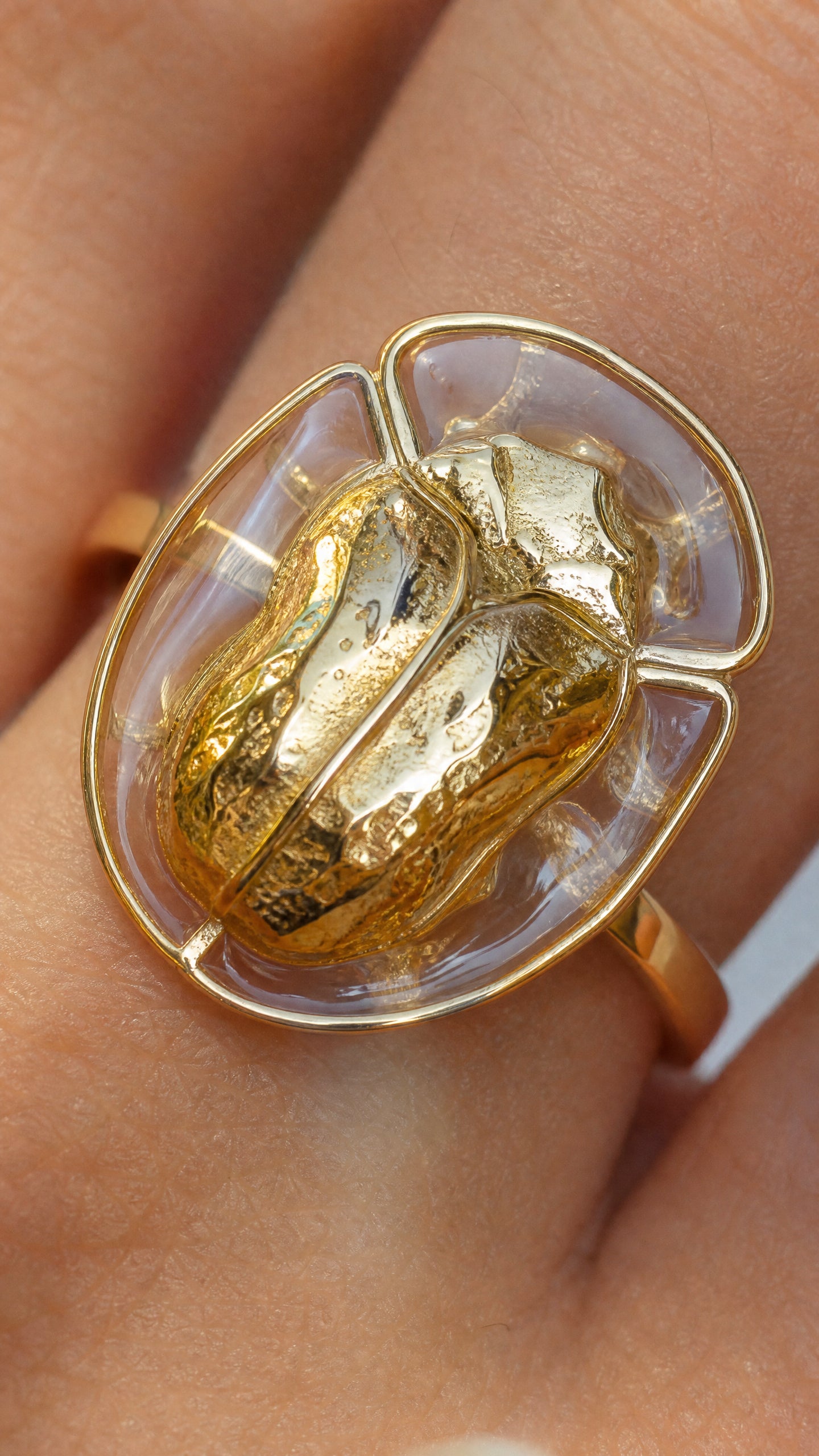 Tortoise Beetle Ring — Plique‑à‑Jour Enamel in Sterling Silver or 14k Gold‑Plated