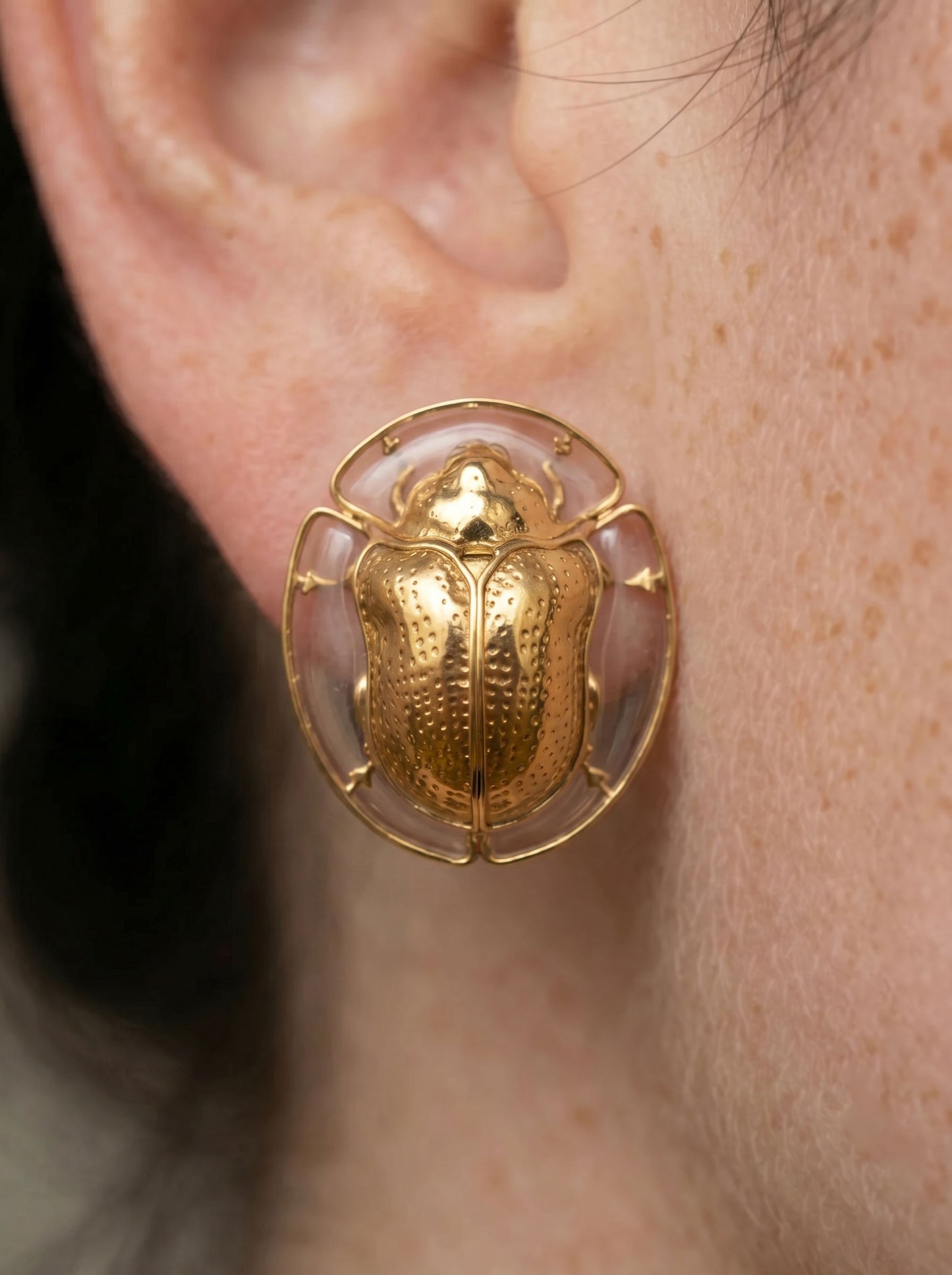 Tortoise Beetle Earrings — Plique‑à‑Jour Glow in Sterling Silver or 14k Gold‑Plated