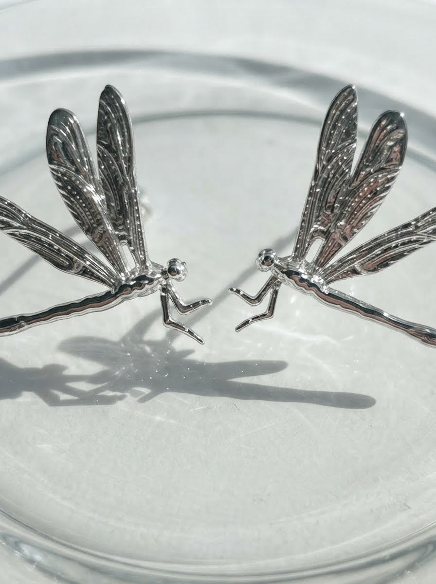Dragonfly Duet Earrings — Silver, Gold, Rose Gold & Rhodium Finishes