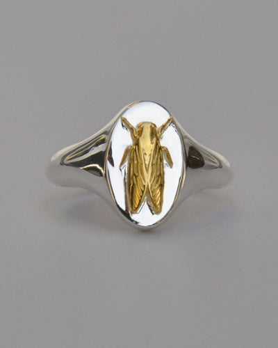 Gemini Cicada Signet Ring | Sterling Silver & Gold Plated