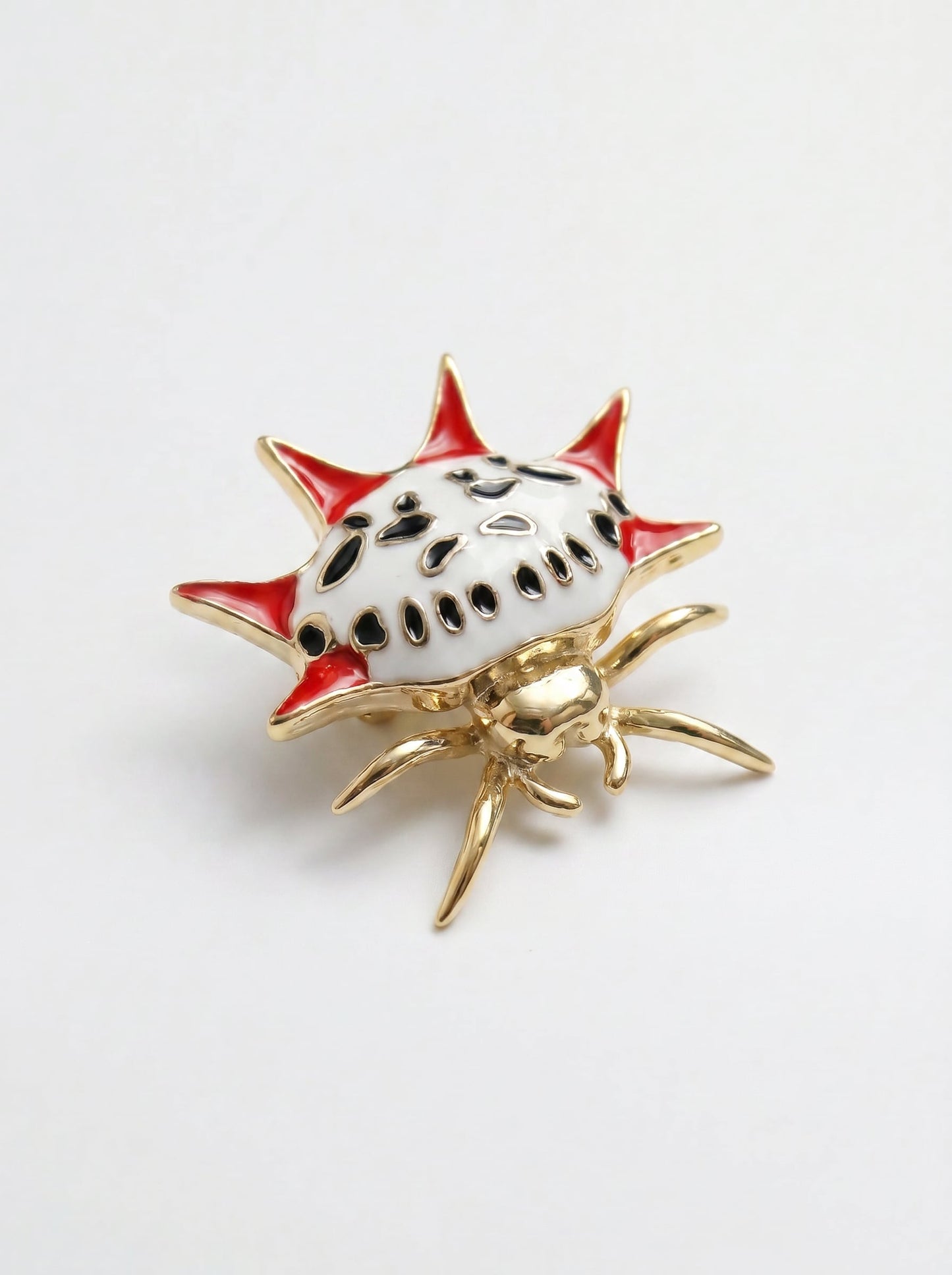 Spiny Orb‑Weaver Pendant — Red, White & Black Edition