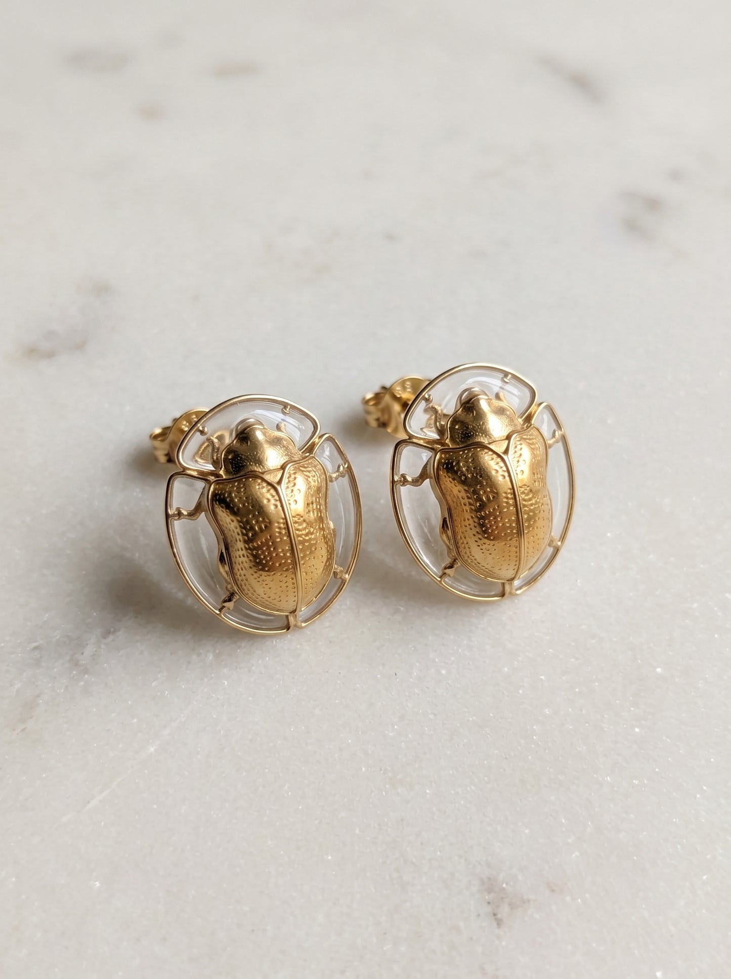 Tortoise Beetle Earrings — Plique‑à‑Jour Glow in Sterling Silver or 14k Gold‑Plated