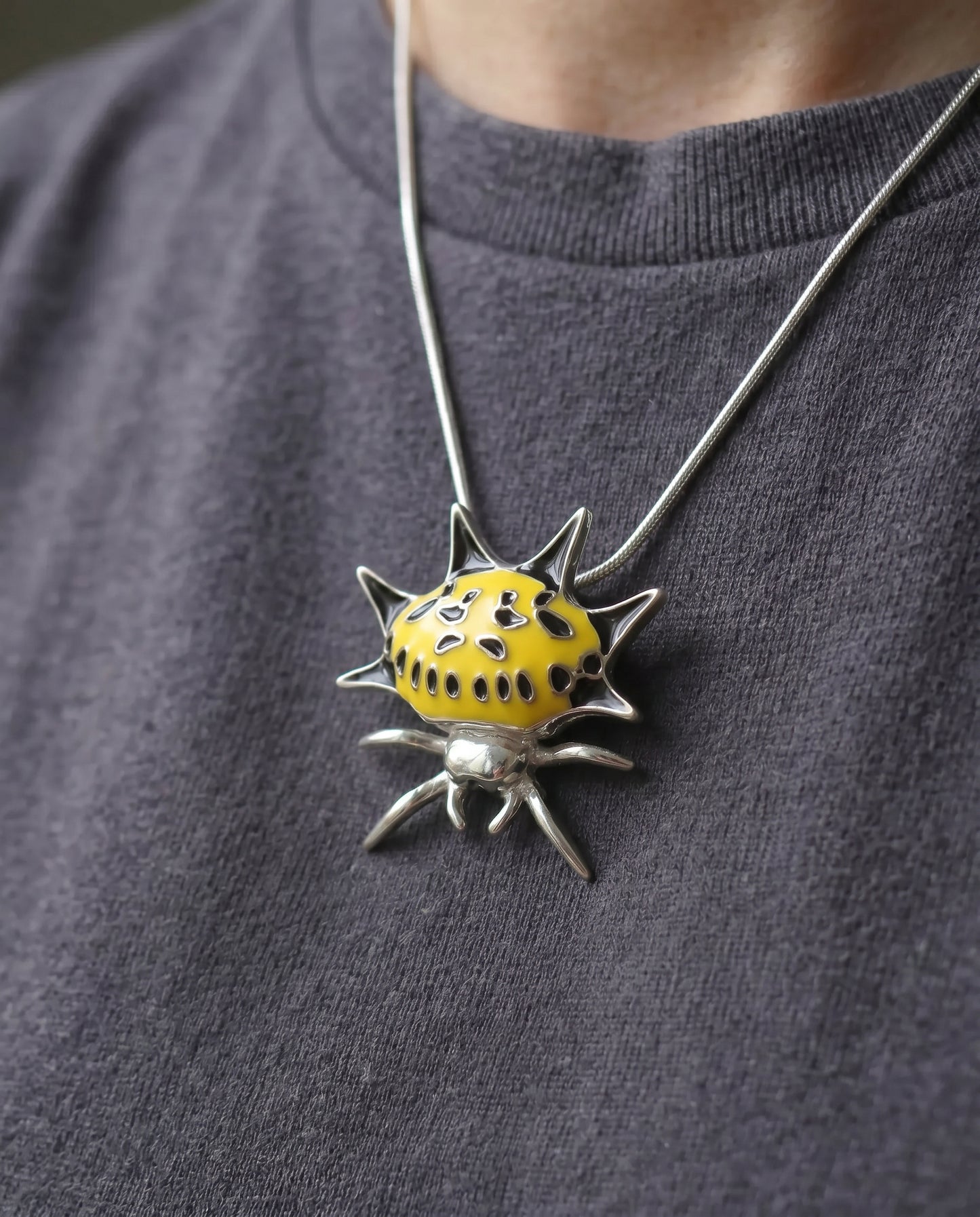 Spiny Orb‑Weaver Pendant — Yellow & Black Edition