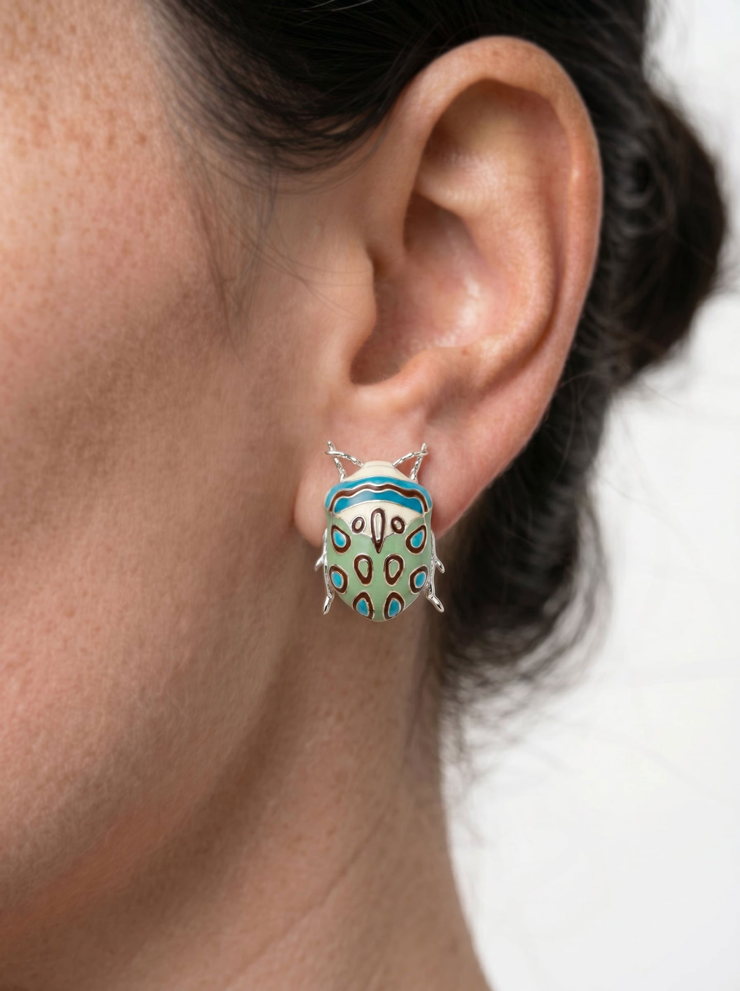 Picasso Bug Earrings — Sterling Silver + Enamel or Rhodium‑Plated + Enamel