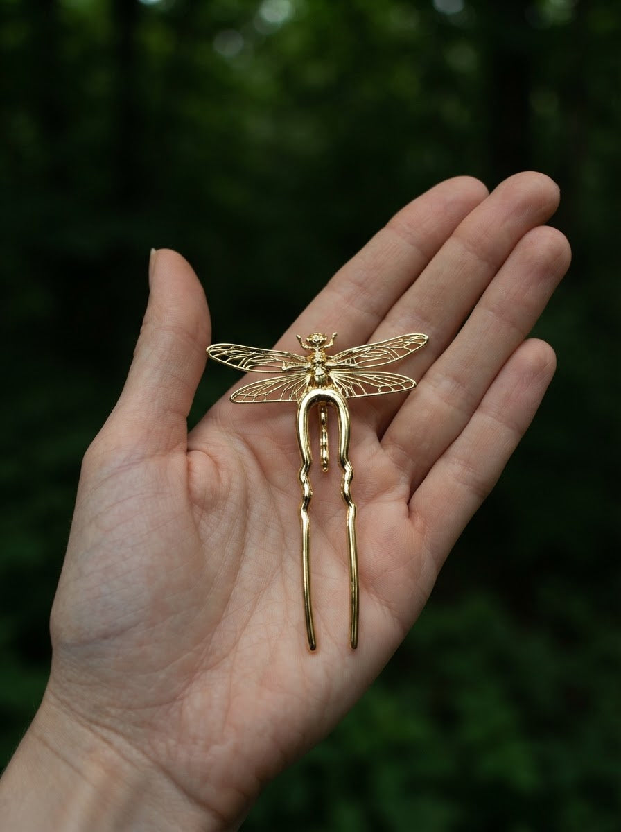 Dragonfly Hair Pin — Gold, Rose Gold, Silver & Bronze Finishes