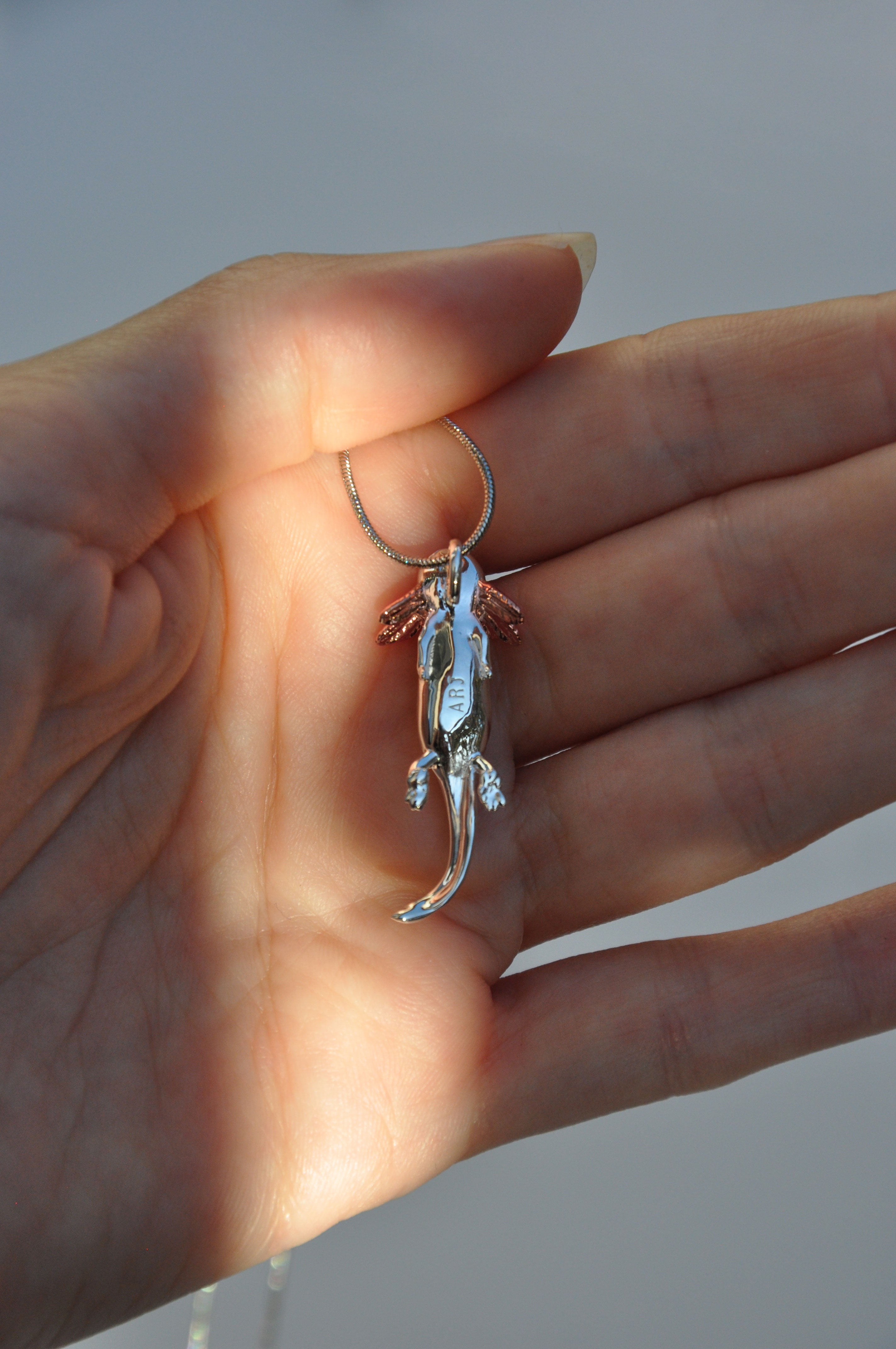 Cute Axolotl Pendant – Sterling Silver or 14k Gold | Anna Reikher