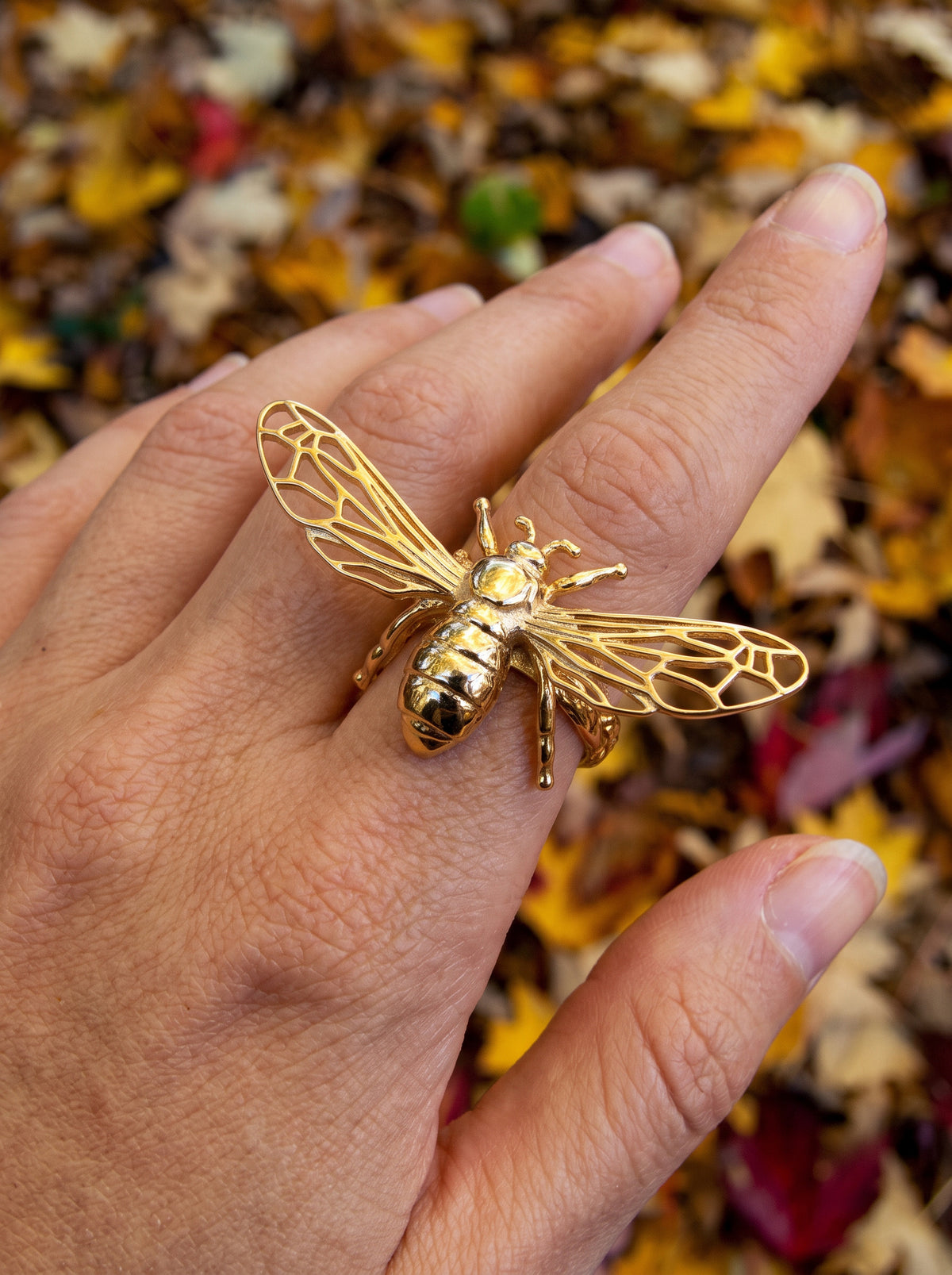 Bee Statement Ring | Sterling Silver or 14k gold plated Insect Jewelry
